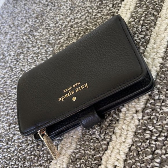 Kate Spade Leila Medium Compact Bifold Wallet Black - Picture 3 of 16